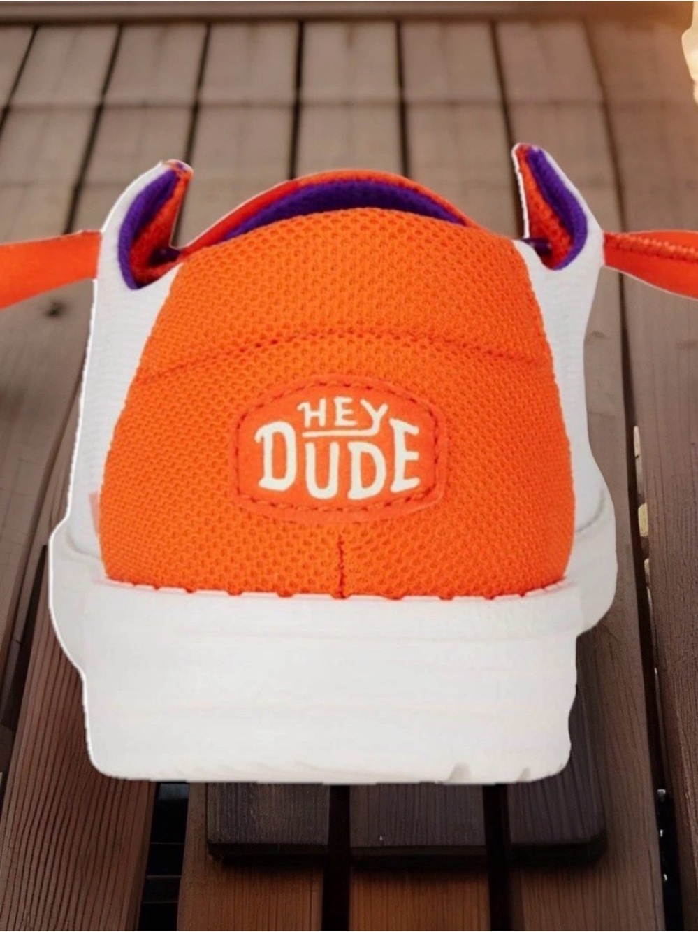 Hey Dude Clemson Tigers Size 8 Women’s White and Orange Canvas Slip-Ons NEW - Picture 3 of 6
